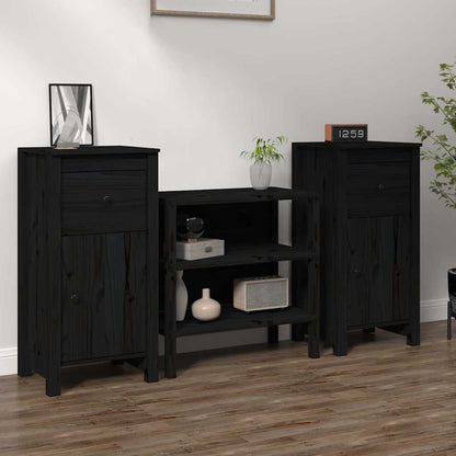 vidaXL Sideboards 2 pcs Black 40x35x80 cm Solid Wood Pine 1