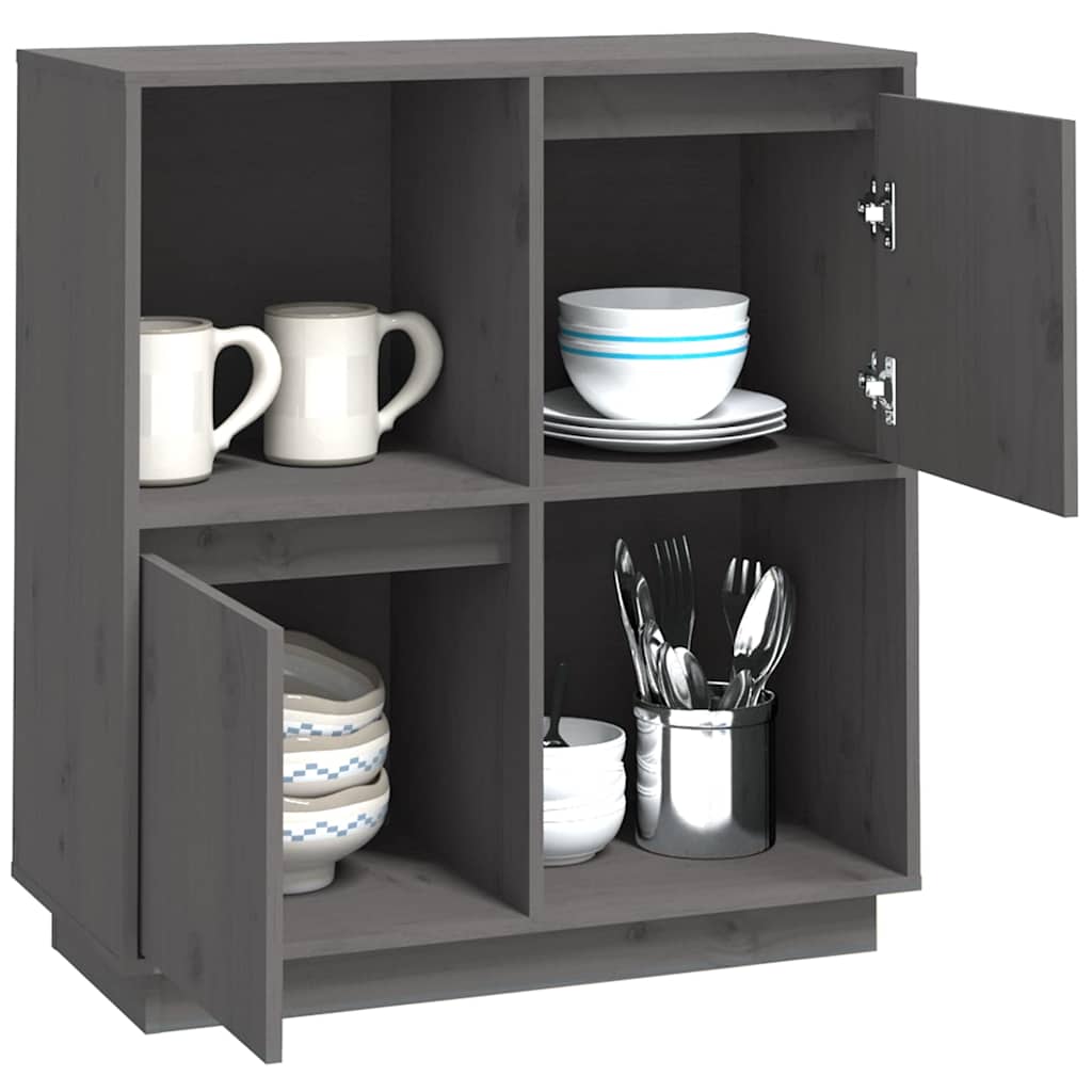 vidaXL Sideboard | Grey | Solid Pine Wood | Medium | Sideboard | Rectangular 4