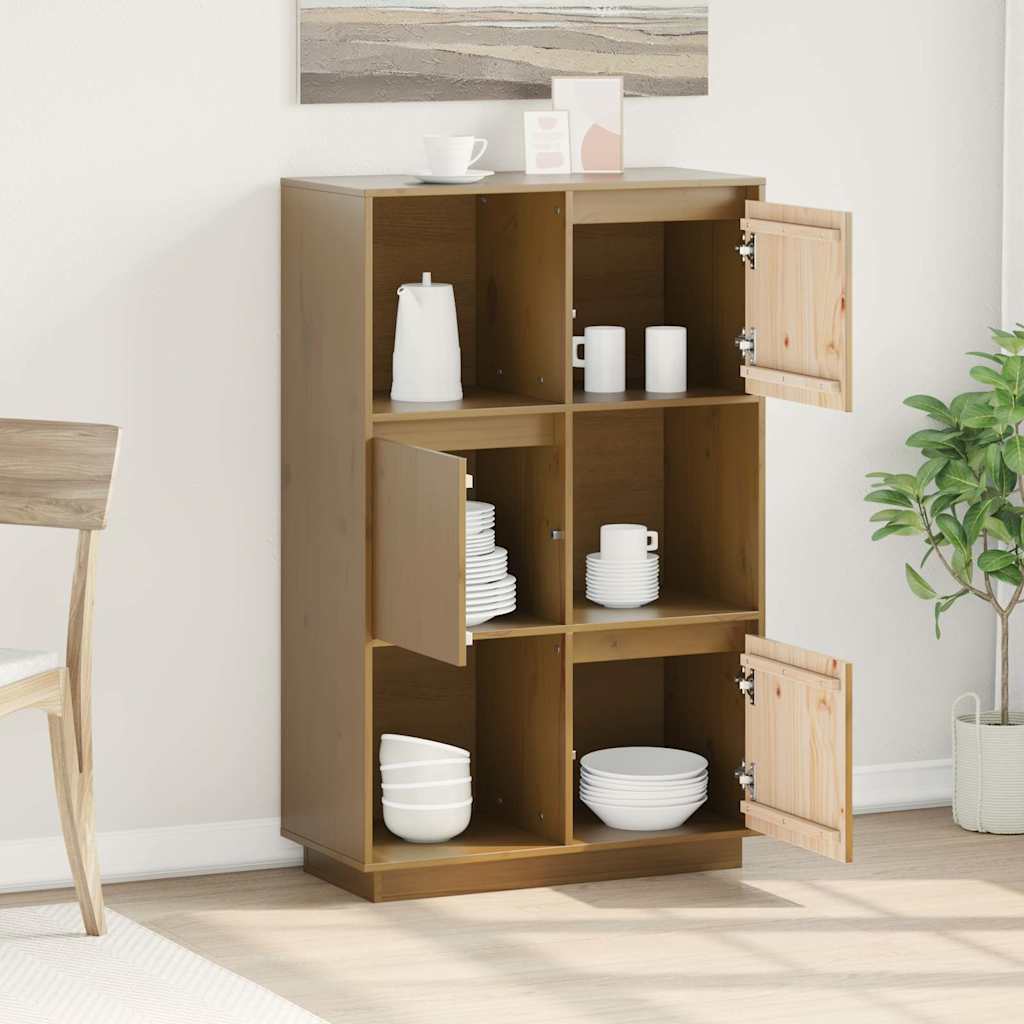 vidaXL Highboard | Honey brown | Solid pine wood | Medium | Highboard 3