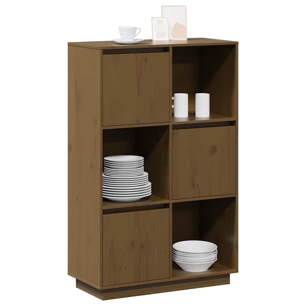 vidaXL Highboard | Honey brown | Solid pine wood | Medium | Highboard 4