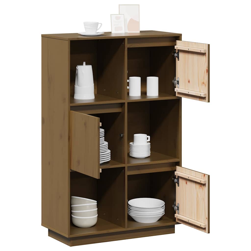 vidaXL Highboard | Honey brown | Solid pine wood | Medium | Highboard 5
