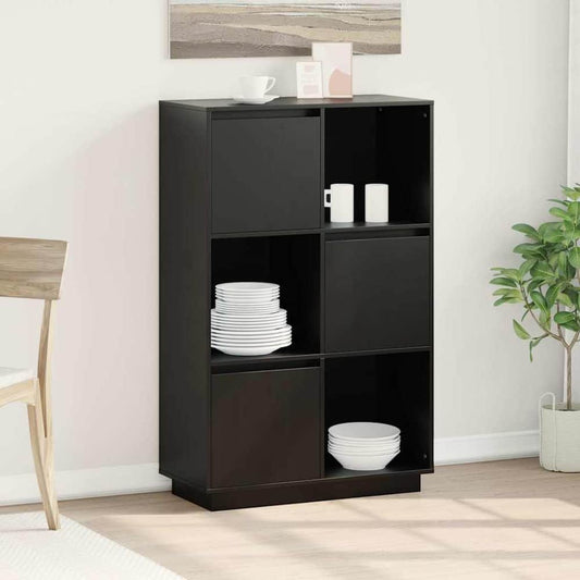 Highboard 74x35x117 cm Solid Wood Pine Black
