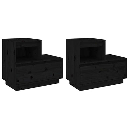 vidaXL Bedside Cabinets 2 pcs Black 60x34x51 cm Solid Wood Pine 2
