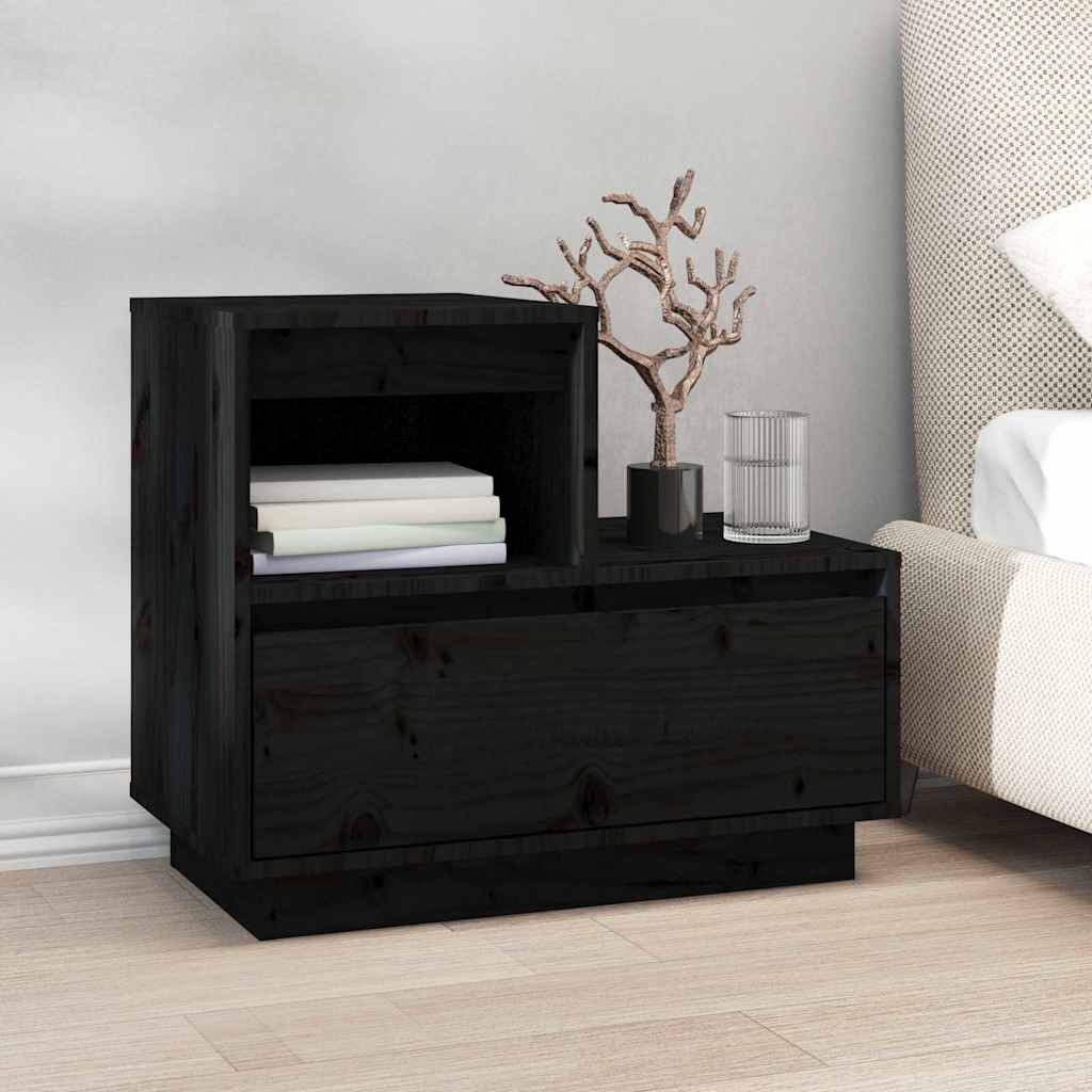 vidaXL Bedside Cabinets 2 pcs Black 60x34x51 cm Solid Wood Pine 3