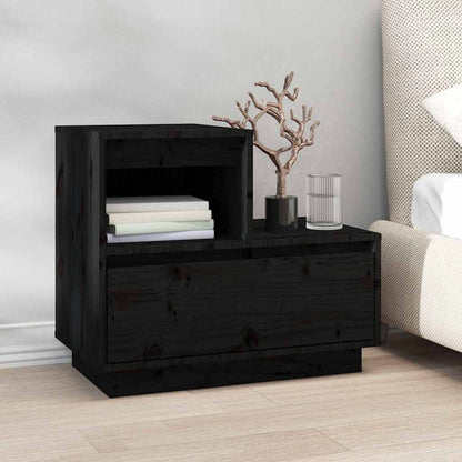 vidaXL Bedside Cabinets 2 pcs Black 60x34x51 cm Solid Wood Pine 3
