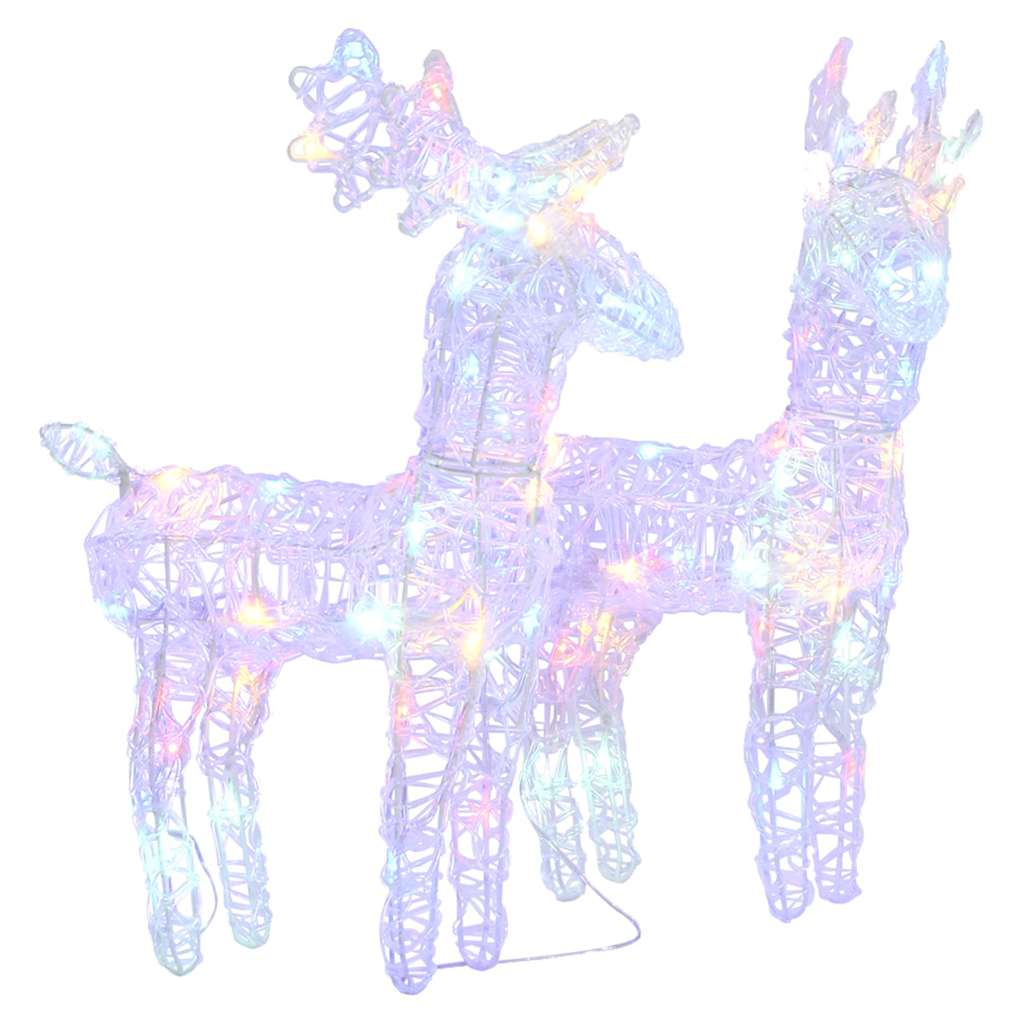vidaXL Christmas Reindeers 2 pcs Multicolour 80 LEDs Acrylic 2