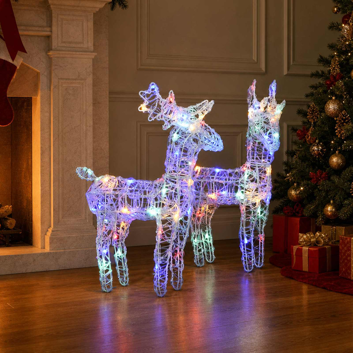 vidaXL Christmas Reindeers 2 pcs Multicolour 80 LEDs Acrylic 1