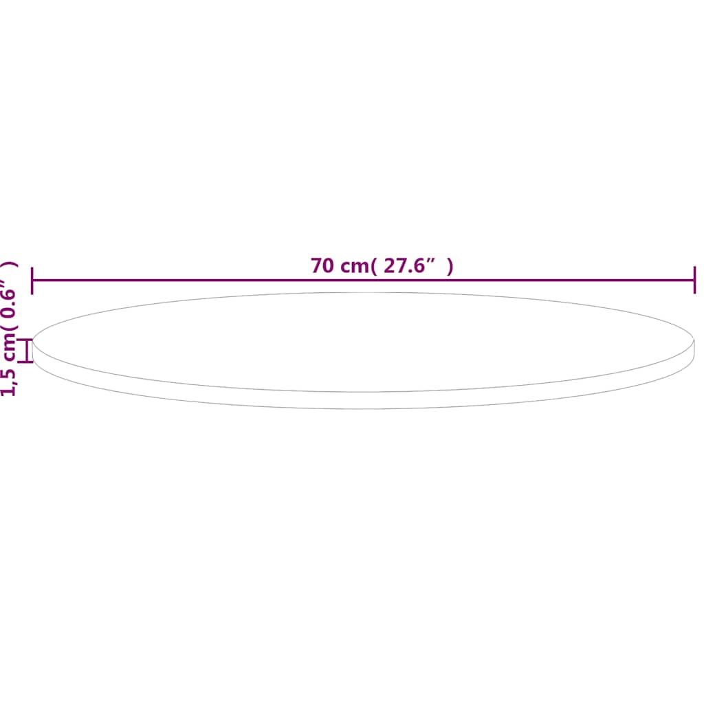 vidaXL Round Table Top ??70x1.5 cm Solid Wood Oak 4