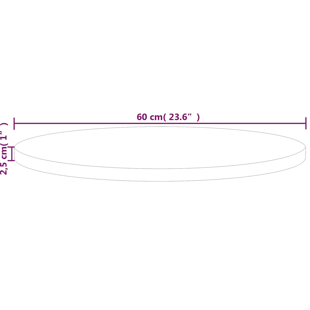 vidaXL Round Table Top Ø60x2,5 cm Untreated Solid Wood Oak 4