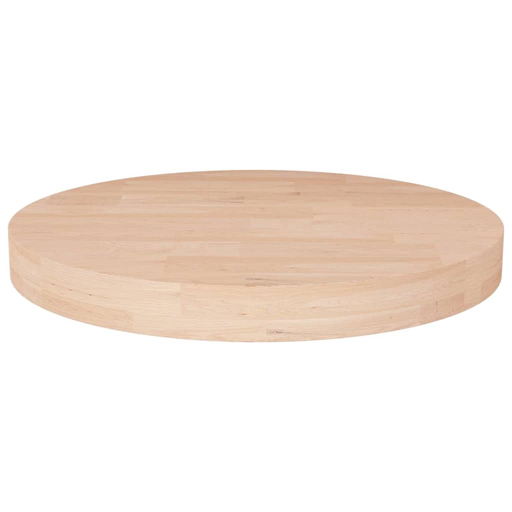 vidaXL Round Table Top Ø50x4 cm Untreated Solid Wood Oak 1