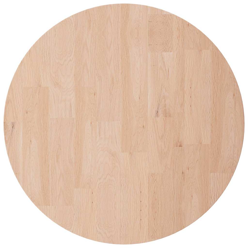 vidaXL Round Table Top Ø50x4 cm Untreated Solid Wood Oak 2