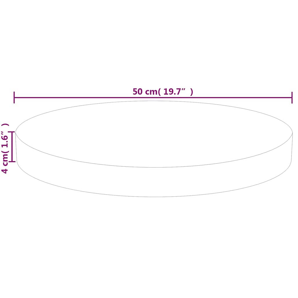 vidaXL Round Table Top Ø50x4 cm Untreated Solid Wood Oak 4