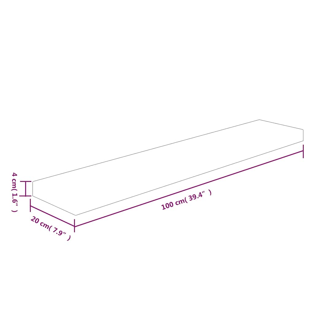 vidaXL Shelf Board 100x20x4 cm Untreated Solid Wood Oak 4
