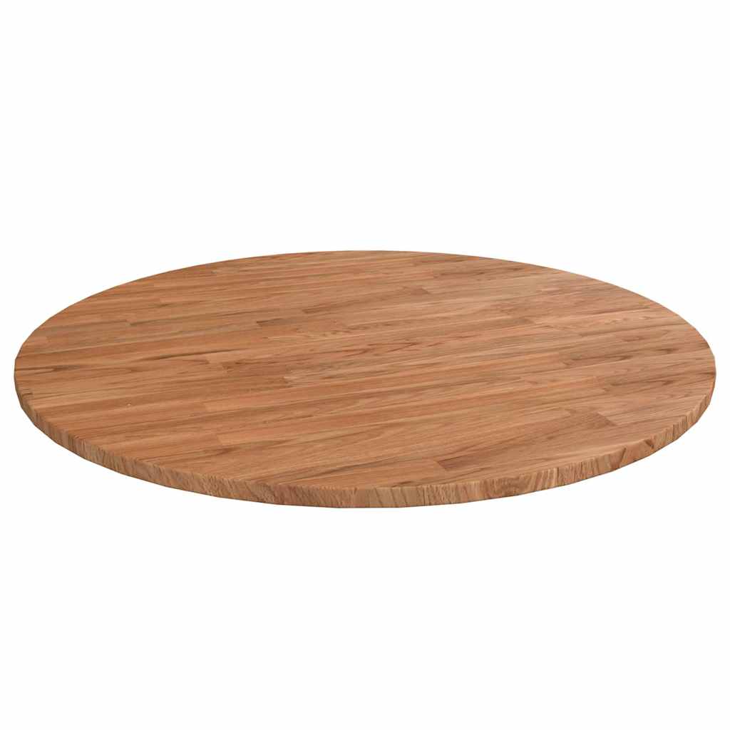 vidaXL Table Top Round Solid Oak Wood Light Brown