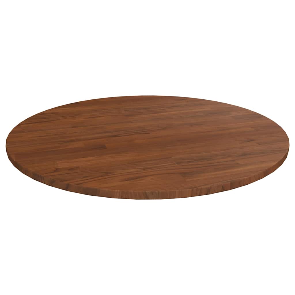 vidaXL Round Table Top Dark Brown Ø70x1.5 cm Treated Solid Wood Oak 1
