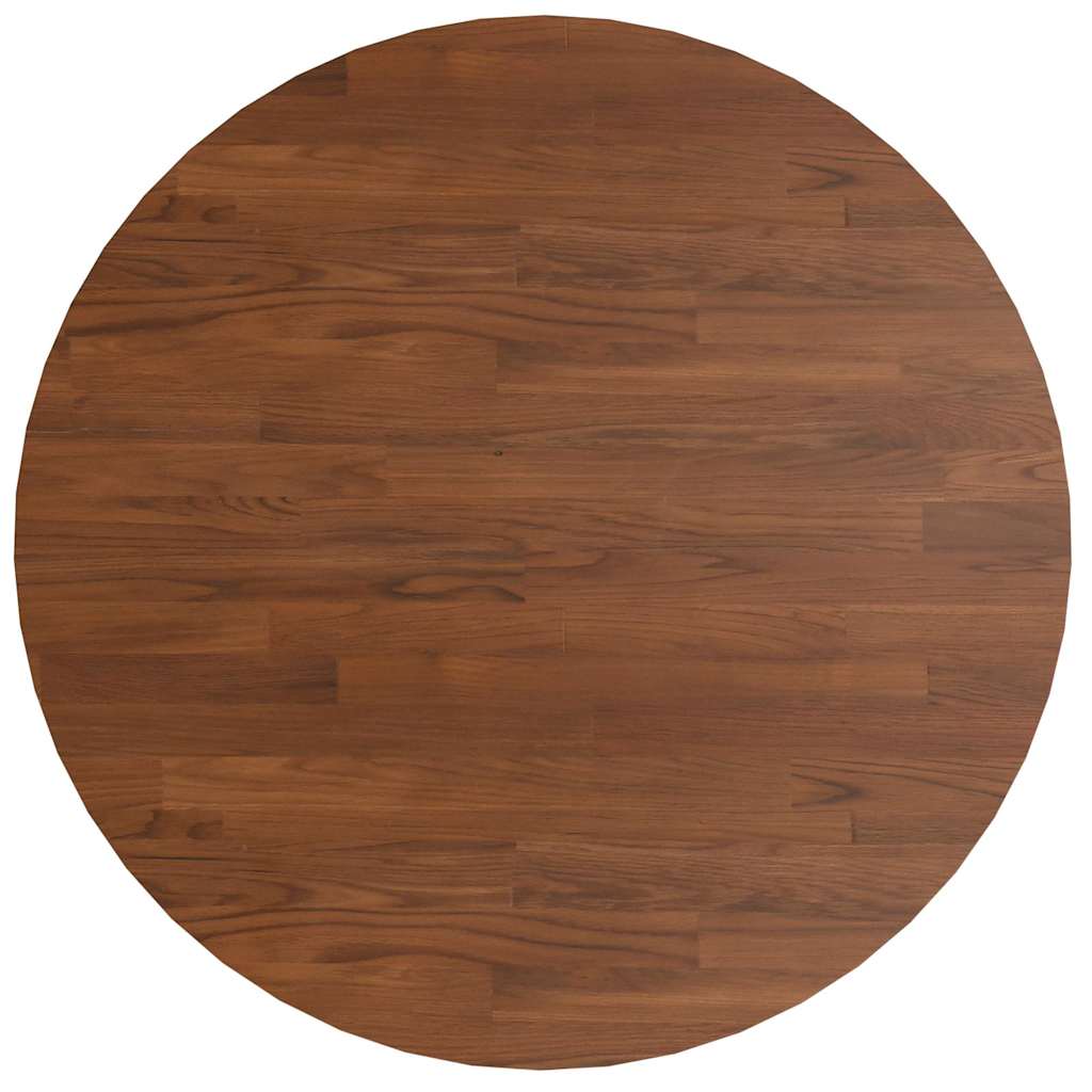 vidaXL Round Table Top Dark Brown Ø70x1.5 cm Treated Solid Wood Oak 2