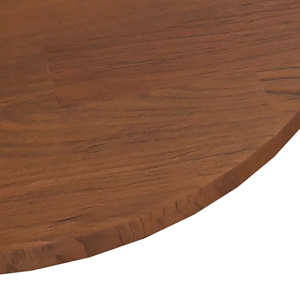vidaXL Round Table Top Dark Brown Ø70x1.5 cm Treated Solid Wood Oak 3