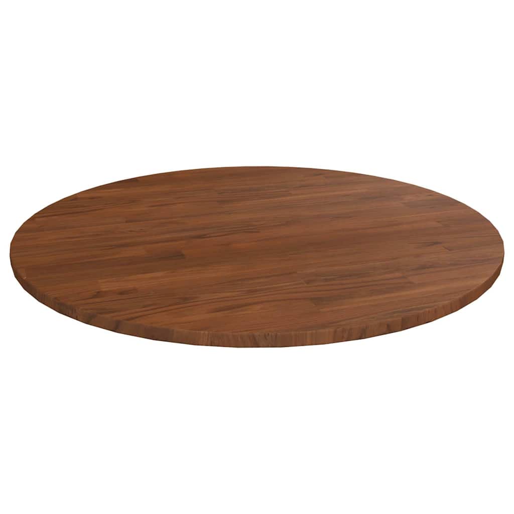 vidaXL Table Top Round Solid Oak Wood Dark Brown