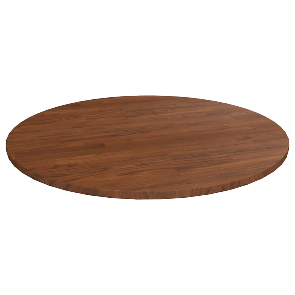 vidaXL Table Top Round Solid Oak Wood Dark Brown