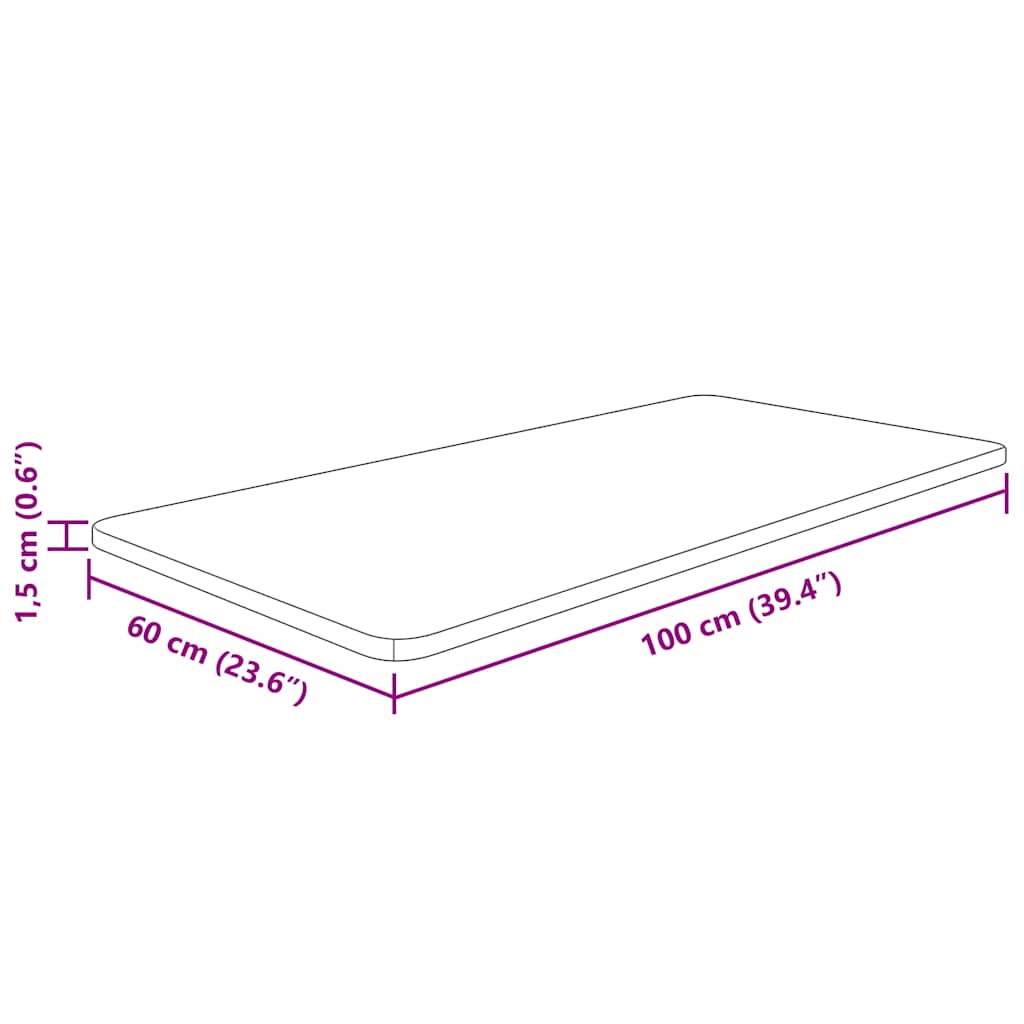 vidaXL Bathroom Countertop Light Brown 100x60x1.5cm Treated Solid Wood 4