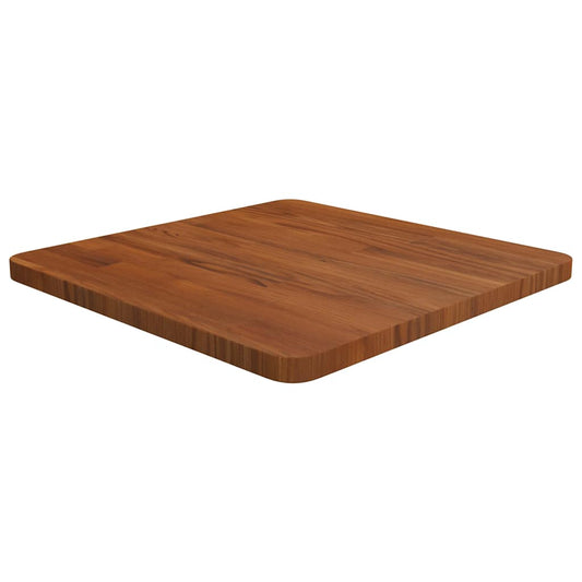 vidaXL Square Table Top Dark Brown Treated Solid Wood Oak, a square wooden surface with rounded corners