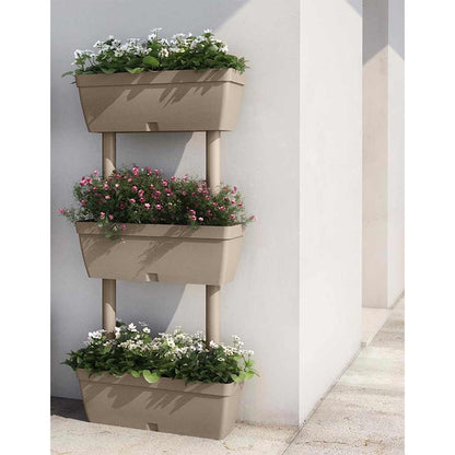 Garden Planter 3 pcs 100 cm Taupe