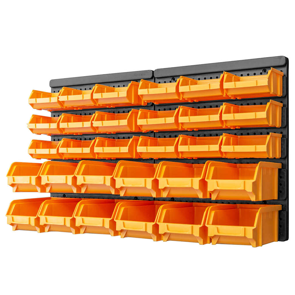 vidaXL 32 Piece Storage Bin Kit with Wall Panels Yellow and Black 1