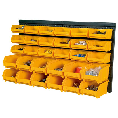 vidaXL 32 Piece Storage Bin Kit with Wall Panels Yellow and Black 2