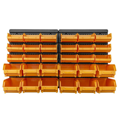 vidaXL 32 Piece Storage Bin Kit with Wall Panels Yellow and Black 3