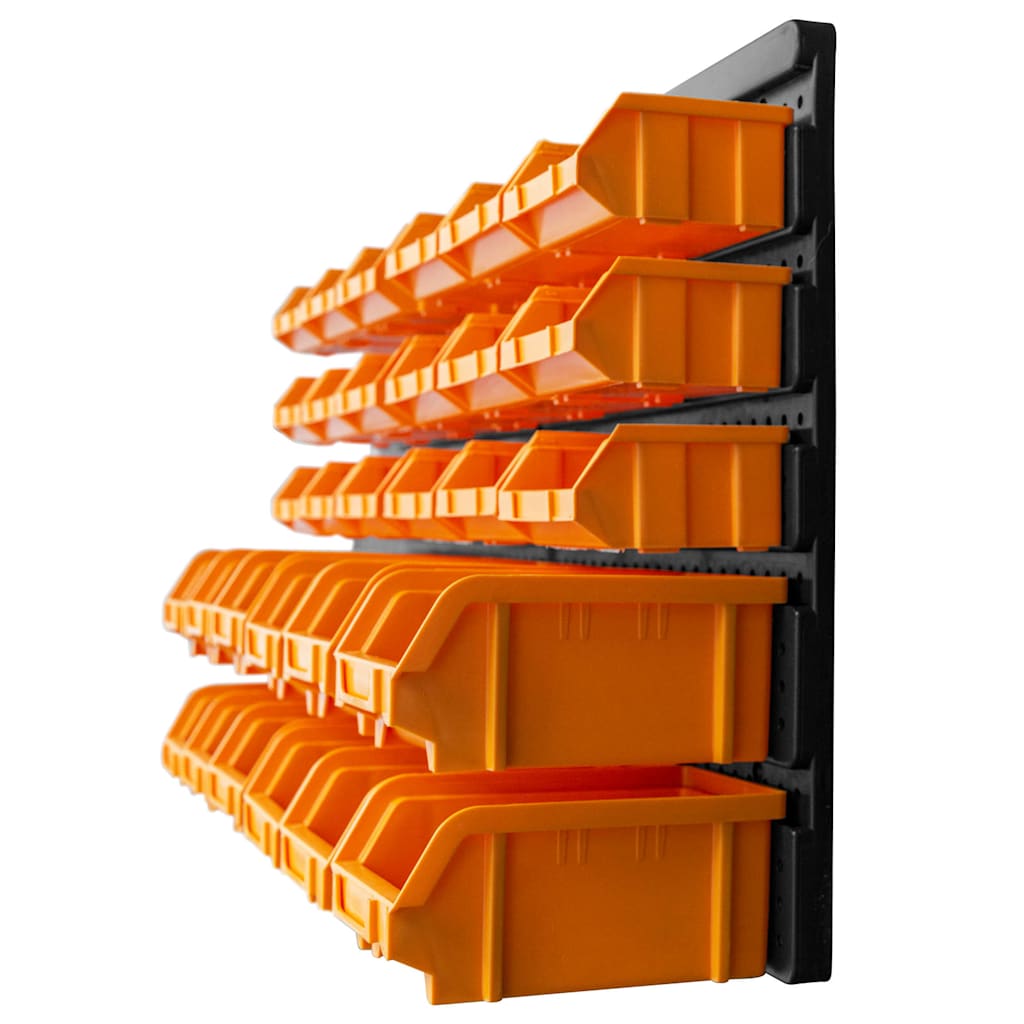 vidaXL 32 Piece Storage Bin Kit with Wall Panels Yellow and Black 4