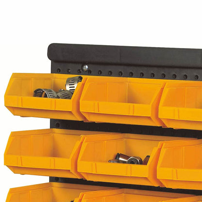 vidaXL 32 Piece Storage Bin Kit with Wall Panels Yellow and Black 6