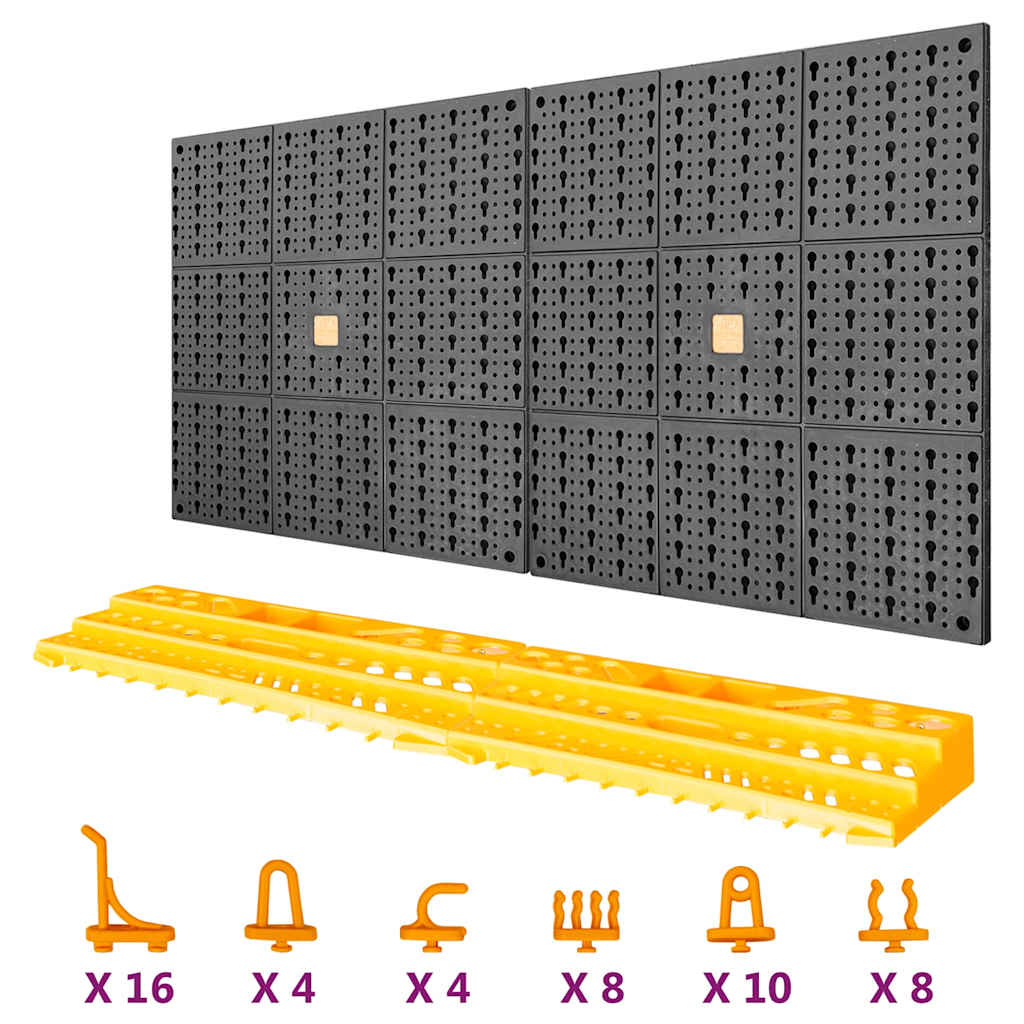 vidaXL Tool Wall 500x1000 mm 50 Hooks PP 2