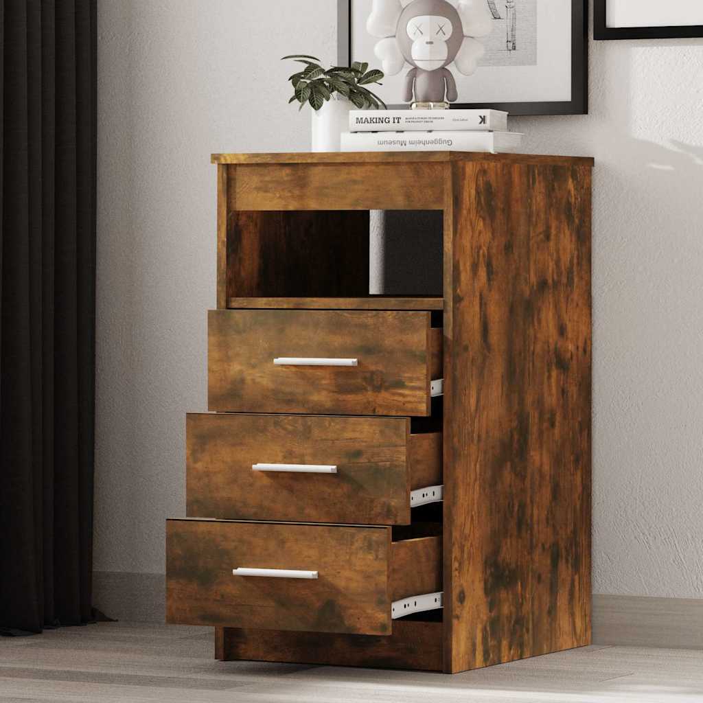 vidaXL Drawer Cabinet Smoked Oak 40x50x76 cm Engineered Wood 3