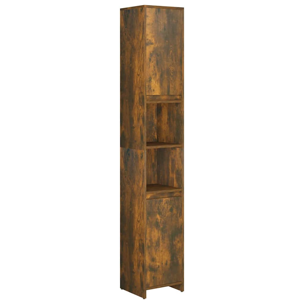 vidaXL Bathroom Cabinet Smoked Oak 30x30x183.5 cm Engineered Wood 2
