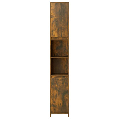 vidaXL Bathroom Cabinet Smoked Oak 30x30x183.5 cm Engineered Wood 5