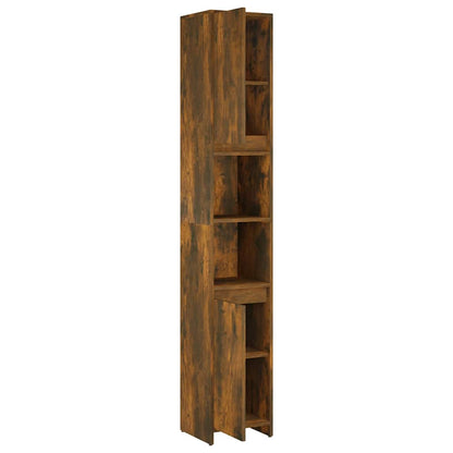 vidaXL Bathroom Cabinet Smoked Oak 30x30x183.5 cm Engineered Wood 6