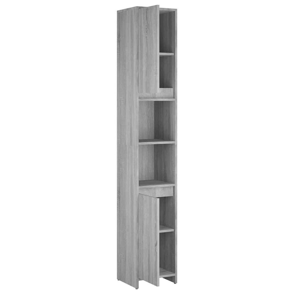 vidaXL Bathroom Cabinet Grey Sonoma 30x30x183.5 cm Engineered Wood 5