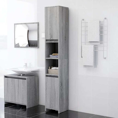 vidaXL Bathroom Cabinet Grey Sonoma 30x30x183.5 cm Engineered Wood 1