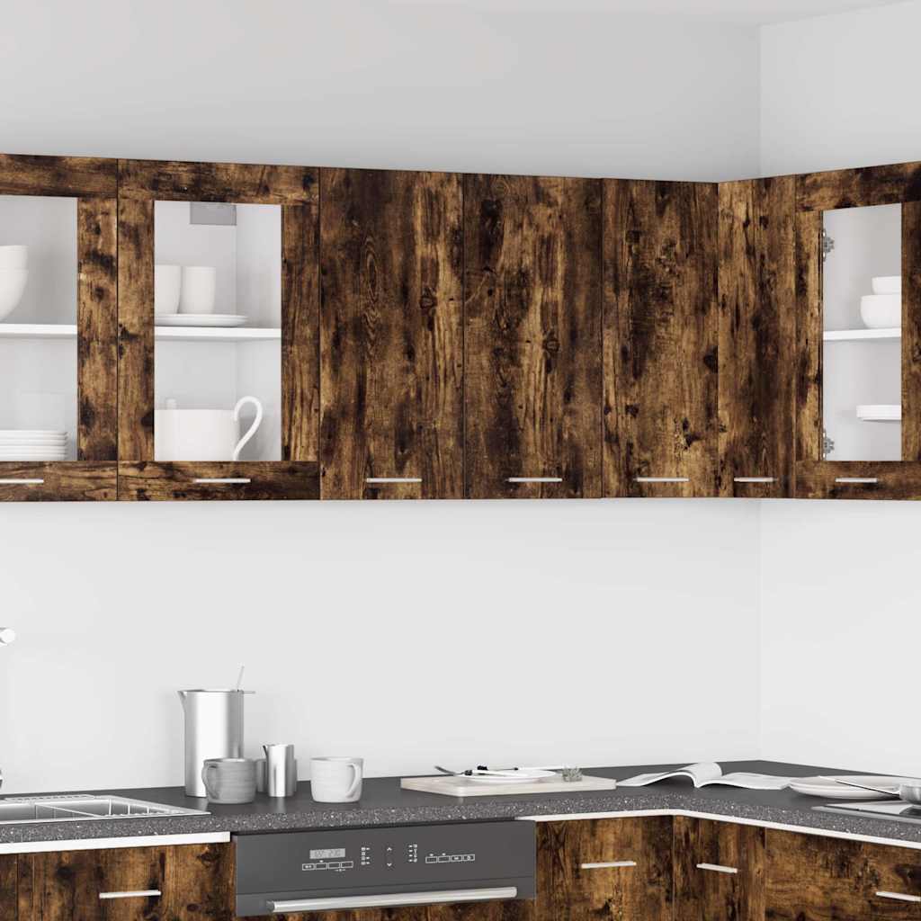 Hanging Cabinet and White 40 x 31 x 80 cm Smoked oak 1x hanging cabinet (1 door) 40 cm wide 80 cm high–1x hanging cabinet (3 shelves) 30 cm 1x hanging cabinet (2 doors) 60 cm wide 60 cm high
