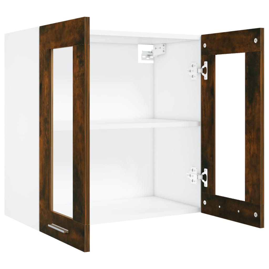 vidaXL Hanging Glass Cabinet Lyon Smoked Oak 60x31x60 cm Engineered Wood 5
