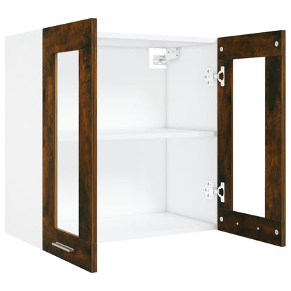 vidaXL Hanging Glass Cabinet Lyon Smoked Oak 60x31x60 cm Engineered Wood 5