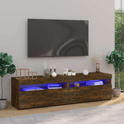 vidaXL TV Cabinet Set with LED Lights Engineered Wood 2 pcs