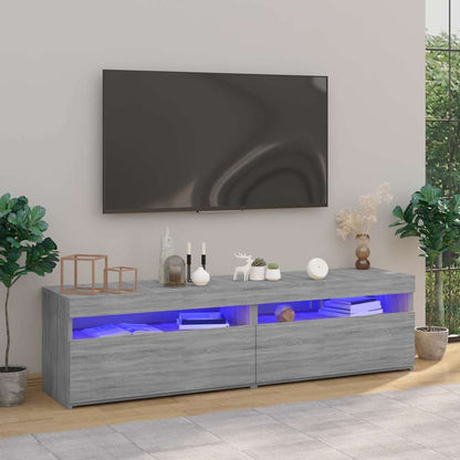 vidaXL TV Cabinet Set with LED Lights Engineered Wood 2 pcs