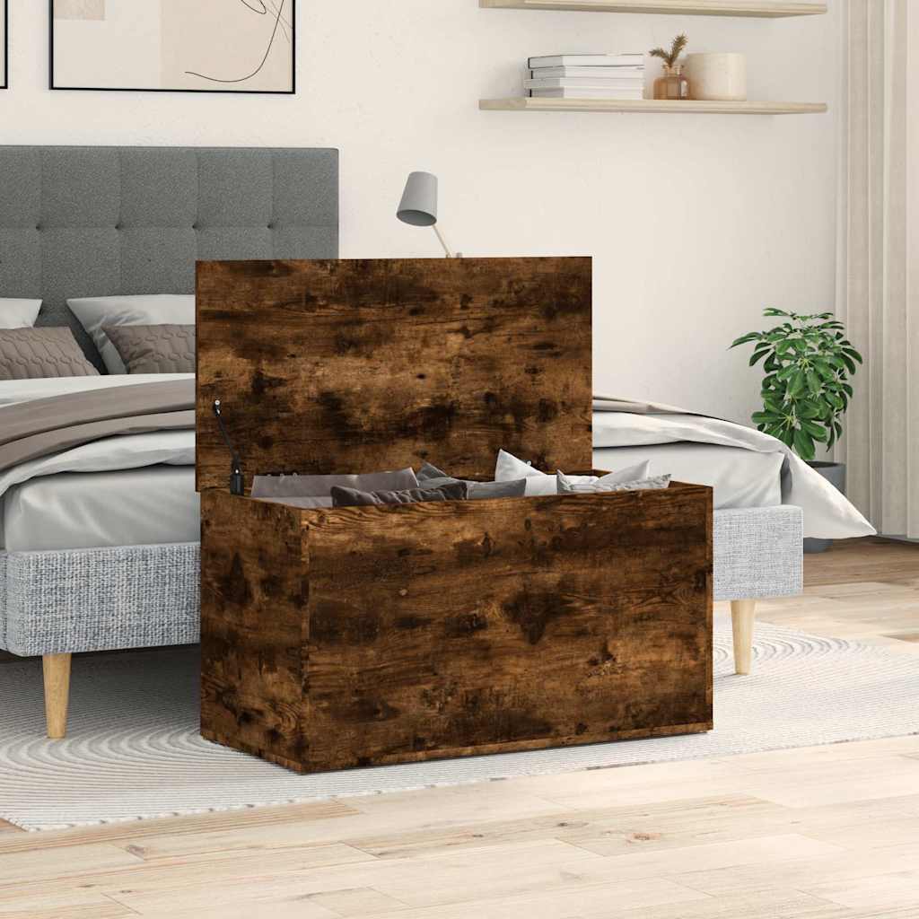 vidaXL Storage Chest Smoked Oak 84x42x46 cm Engineered Wood 3