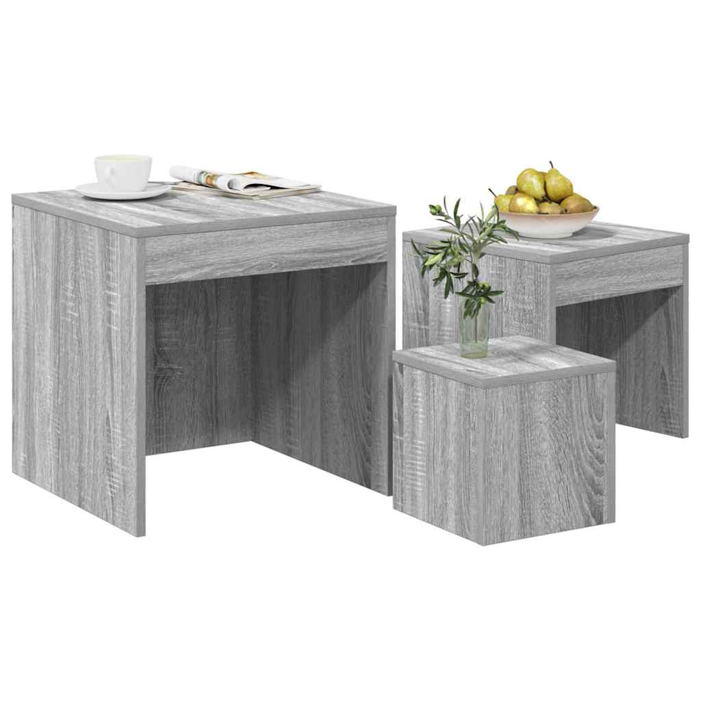 vidaXL Nesting Tables 3 pcs Grey Sonoma Engineered Wood 4