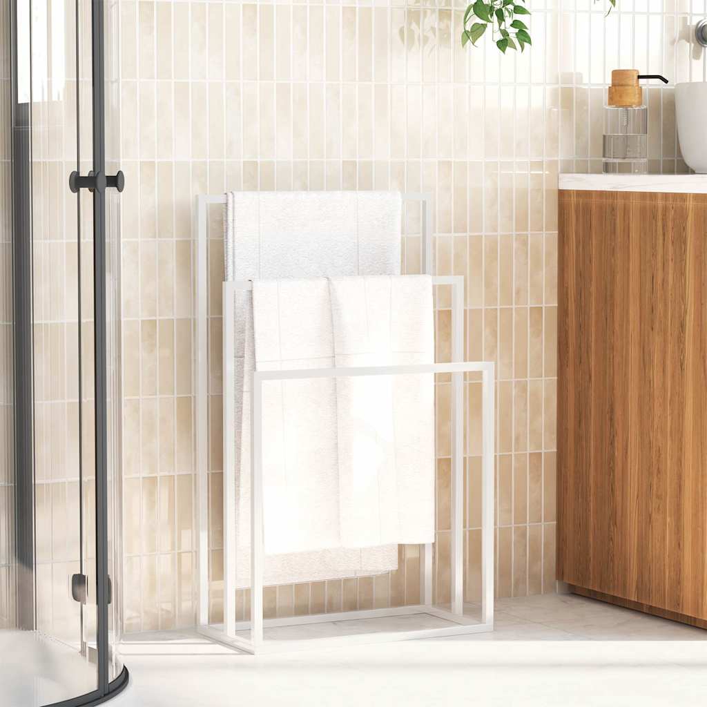 vidaXL Freestanding Towel Rack White 48x24x79 cm Iron 3