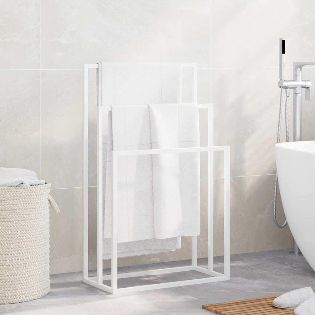 vidaXL Freestanding Towel Rack White 48x24x79 cm Iron 1