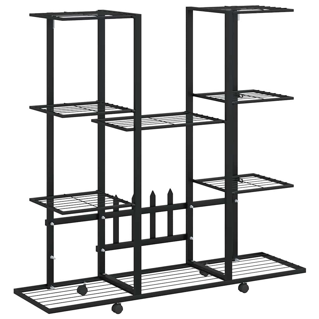 vidaXL Flower Stand | Black | Powder-coated iron | 94.5x24.5x91.5 cm | Rollable 2