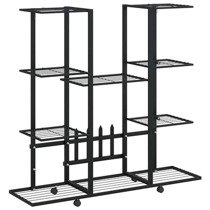 vidaXL Flower Stand | Black | Powder-coated iron | 94.5x24.5x91.5 cm | Rollable 2