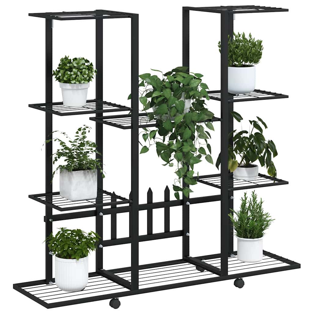 vidaXL Flower Stand | Black | Powder-coated iron | 94.5x24.5x91.5 cm | Rollable 4